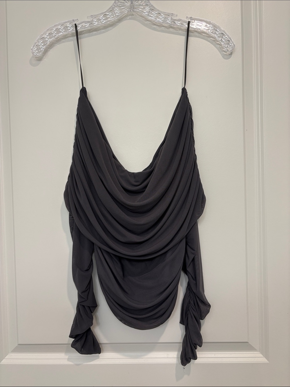 Draped off the Shoulder Mesh Top